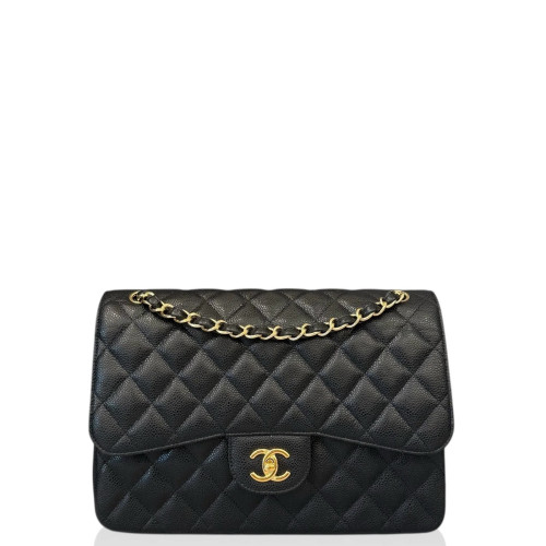 Preloved Chanel Jumbo Double Flap Grained Calfskin Black-mx040126c2-MX25