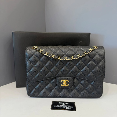 Preloved Chanel Jumbo Double Flap Grained Calfskin Black-mx040126c2-MX25
