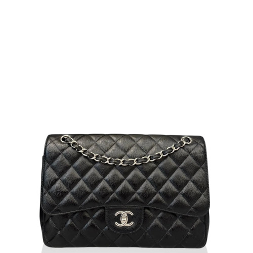 Preloved Chanel Jumbo Double Flap Grained Calfskin Black Burgundy-mx042326a1-MX25