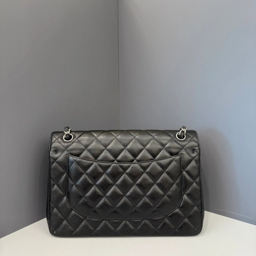 Preloved Chanel Jumbo Double Flap Grained Calfskin Black Burgundy-mx042326a1-MX25