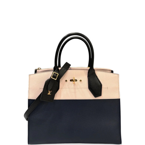 Preloved Louis Vuitton City Steamer MM Grained Calfskin Navy Light Pink-wc042326b4-MX25