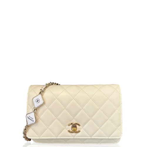 Preloved Chanel Wallet On Chain Shiny Crumpled Calfskin White-ys050726a0-MX25
