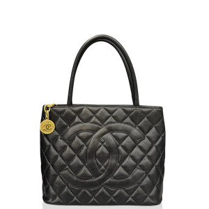 Preloved Chanel Quilted CC Medallion Tote Grained Calfskin Black-zs042426a1-MX25 Preloved Chanel Quilted CC Medallion Tote Grained Calfskin Black-zs042426a1-MX25