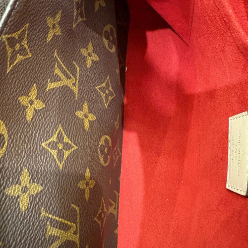 Preloved Louis Vuitton Woven Montaigne BB Monogram Cuir Light Brown Dark Brown Red-zz050926a2-MX25