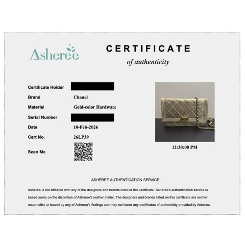 Authentication Certificate 26LP39 Authentication Certificate 26LP39