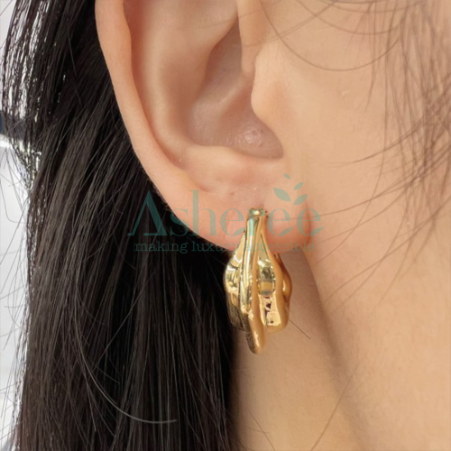 WG367 Asherée 5767675 18K EARRINGS , K18YG 2.375 GRAMS