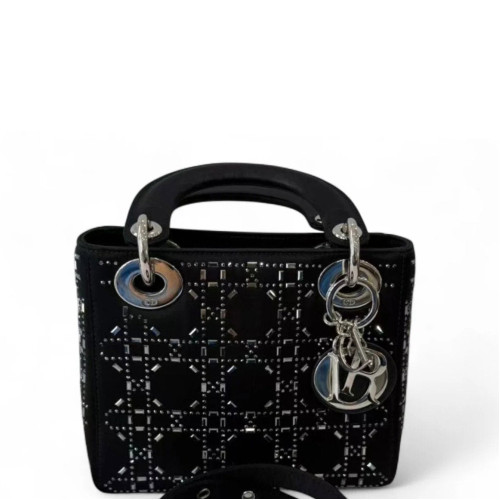 Dior Studded Mini Lady Dior Calfskin Black