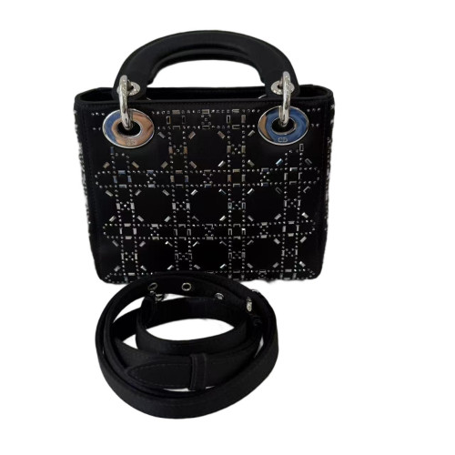Dior Studded Mini Lady Dior Calfskin Black