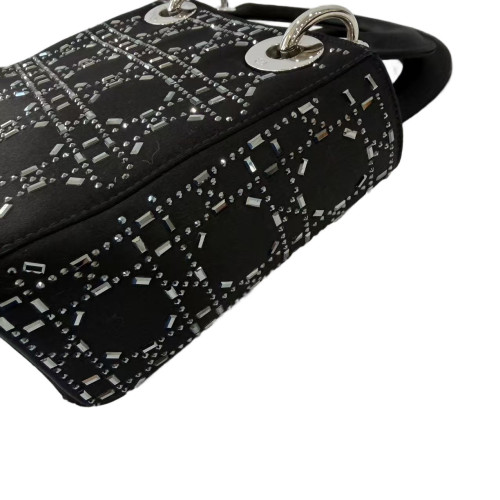 Dior Studded Mini Lady Dior Calfskin Black
