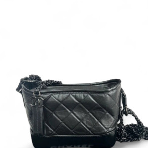 Chanel Quilted Small Gabrielle Hobo Calfskin Black Chanel Quilted Small Gabrielle Hobo Calfskin Black