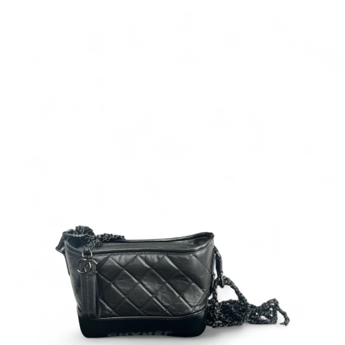 Chanel Quilted Small Gabrielle Hobo Calfskin Black Chanel Quilted Small Gabrielle Hobo Calfskin Black