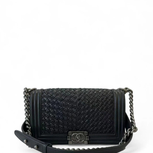 Chanel Braid Medium Boy Flap Calfskin Black Chanel Braid Medium Boy Flap Calfskin Black
