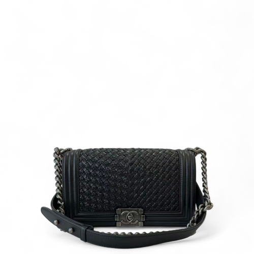 Chanel Braid Medium Boy Flap Calfskin Black Chanel Braid Medium Boy Flap Calfskin Black