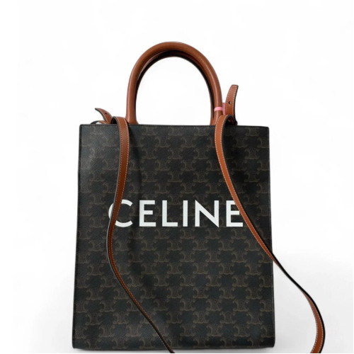 Celine Medium Vertical Cabas Triomphe Brown Black