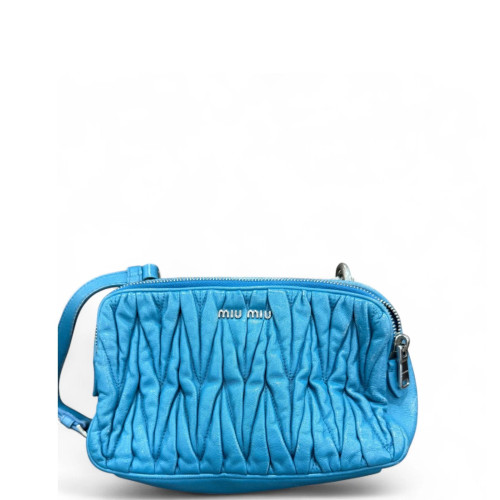 Miu Miu Crossbody Bag Crumpled Lambskin Blue Miu Miu Crossbody Bag Crumpled Lambskin Blue