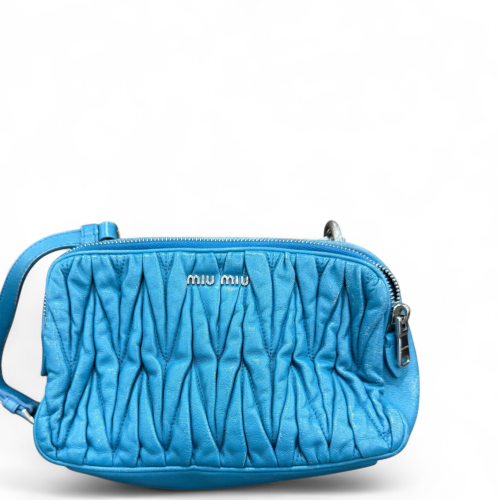 Miu Miu Crossbody Bag Crumpled Lambskin Blue Miu Miu Crossbody Bag Crumpled Lambskin Blue