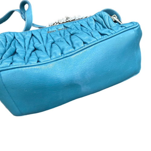 Miu Miu Crossbody Bag Crumpled Lambskin Blue Miu Miu Crossbody Bag Crumpled Lambskin Blue