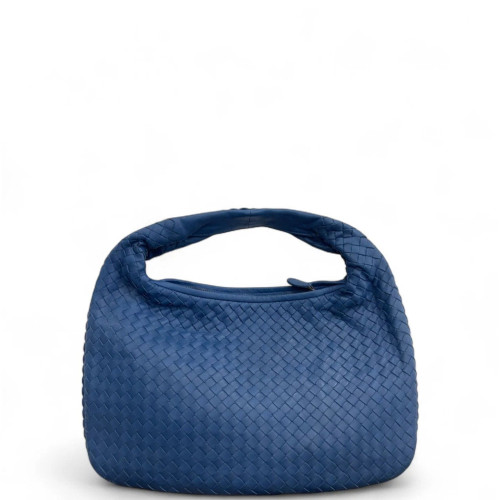 Bottega Veneta Small Veneta Hobo Calfskin Intrecciato Blue