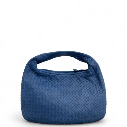 Bottega Veneta Small Veneta Hobo Calfskin Intrecciato Blue