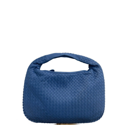 Bottega Veneta Small Veneta Hobo Calfskin Intrecciato Blue