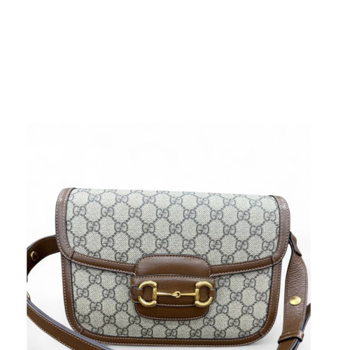 Gucci Medium Horsebit 1955 GG Supreme Monogram Beige Brown