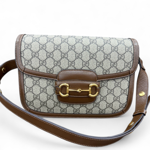 Gucci Medium Horsebit 1955 GG Supreme Monogram Beige Brown