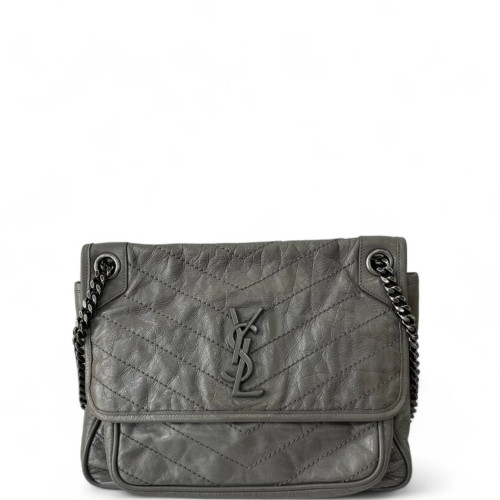 Yves Saint Laurent Medium Niki Chain Leather Charcoal