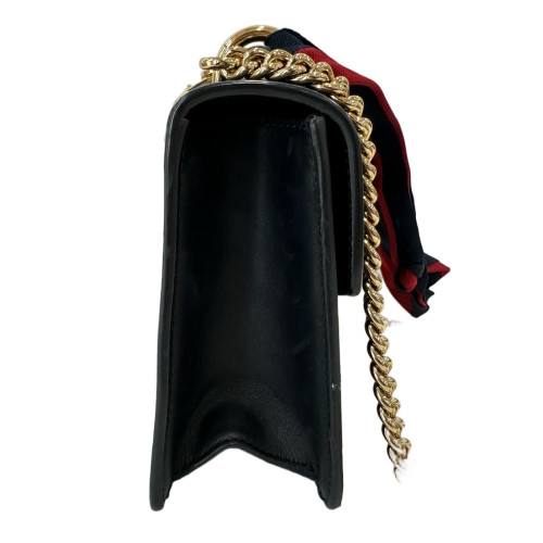 Gucci Small Sylvie Shoulder Bag Calfskin Black Green Red Gucci Small Sylvie Shoulder Bag Calfskin Black Green Red