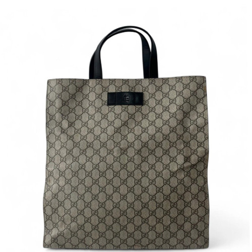 Gucci Tote Bag GG Supreme Monogram Beige Black