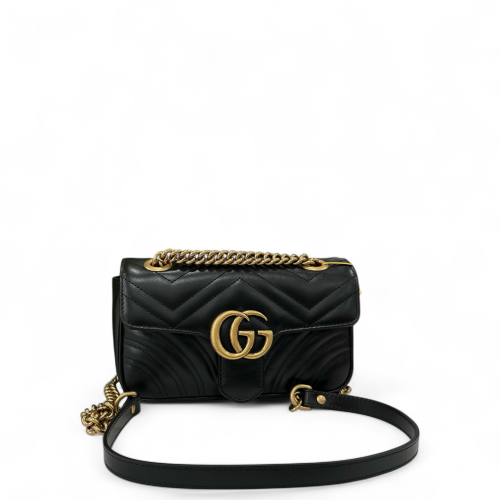 Gucci Chevron Small GG Marmont Calfskin Black Gucci Chevron Small GG Marmont Calfskin Black