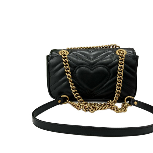 Gucci Chevron Small GG Marmont Calfskin Black Gucci Chevron Small GG Marmont Calfskin Black