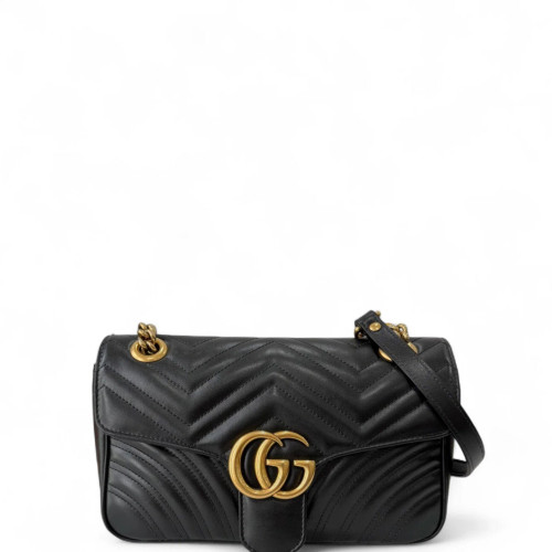 Gucci Chevron Small GG Marmont Calfskin Black Gucci Chevron Small GG Marmont Calfskin Black