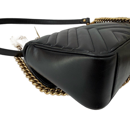 Gucci Chevron Small GG Marmont Calfskin Black Gucci Chevron Small GG Marmont Calfskin Black