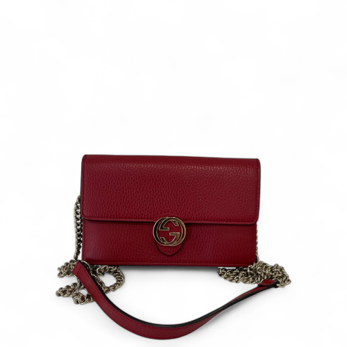 Gucci Accordion Bag Calfskin Red