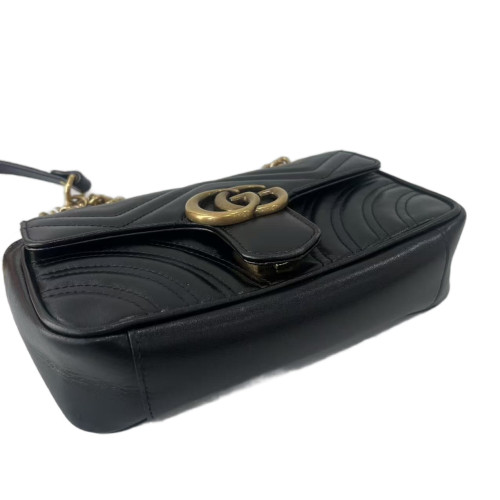 Gucci Chevron Mini GG Marmont Calfskin Black