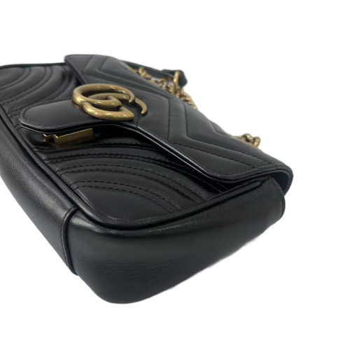 Gucci Chevron Mini GG Marmont Calfskin Black