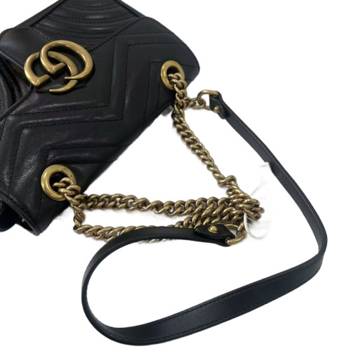 Gucci Chevron Mini GG Marmont Calfskin Black