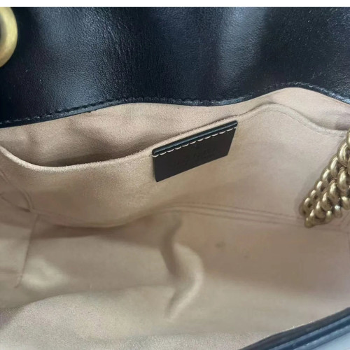 Gucci Chevron Mini GG Marmont Calfskin Black
