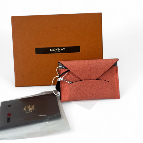 Moynat Card Holder Grained Calfskin Pink Grey