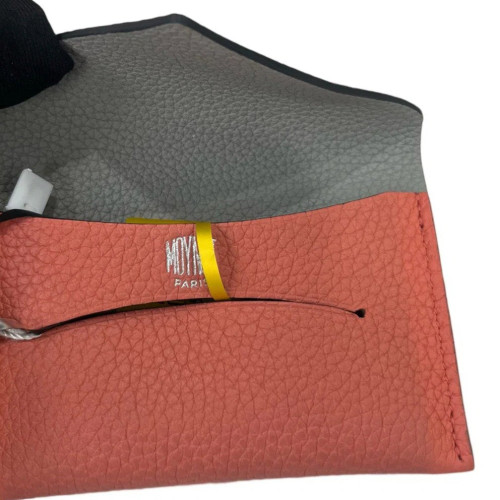 Moynat Card Holder Grained Calfskin Pink Grey