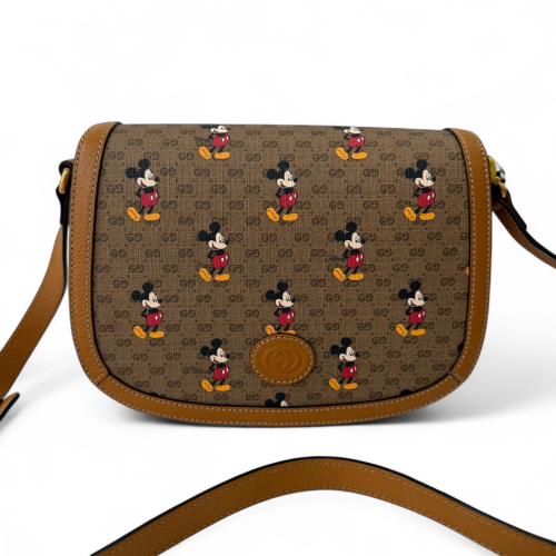 Gucci X Disney Crossbody Bag GG Supreme Monogram Calfskin Brown Red Yellow