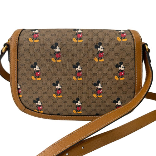 Gucci X Disney Crossbody Bag GG Supreme Monogram Calfskin Brown Red Yellow