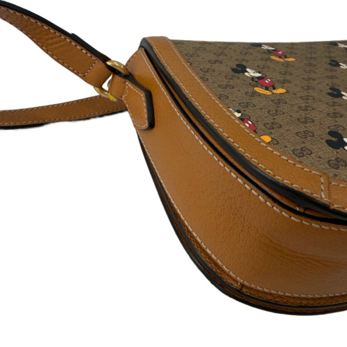 Gucci X Disney Crossbody Bag GG Supreme Monogram Calfskin Brown Red Yellow