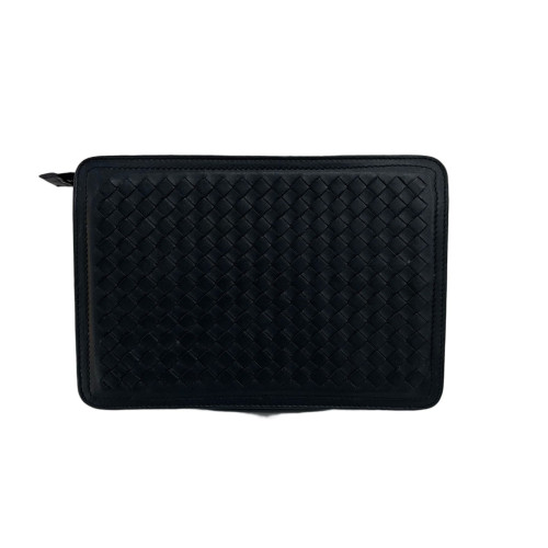 Bottega Veneta Clutch Calfskin Intrecciato Black