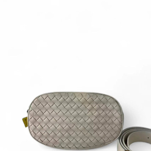 Bottega Veneta Waist Belt Bag Calfskin Intrecciato Grey