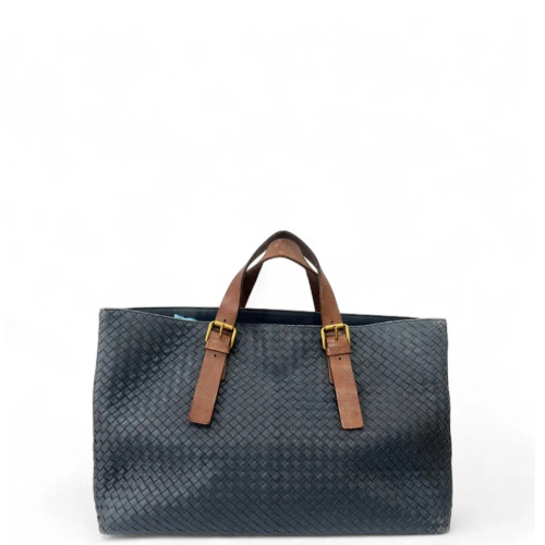 Bottega Veneta Handbag Calfskin Intrecciato Brown Black