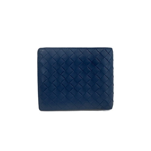 Bottega Veneta Compact Wallet Calfskin Intrecciato Blue