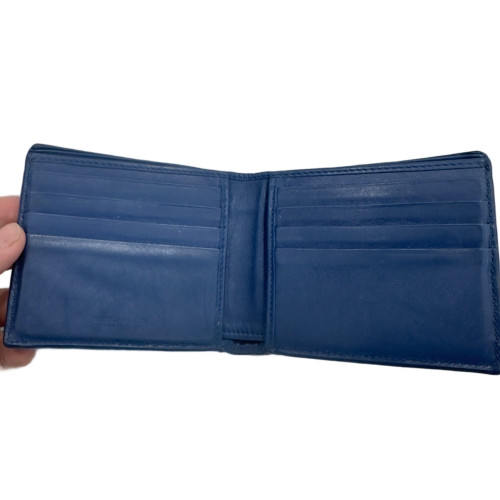 Bottega Veneta Compact Wallet Calfskin Intrecciato Blue
