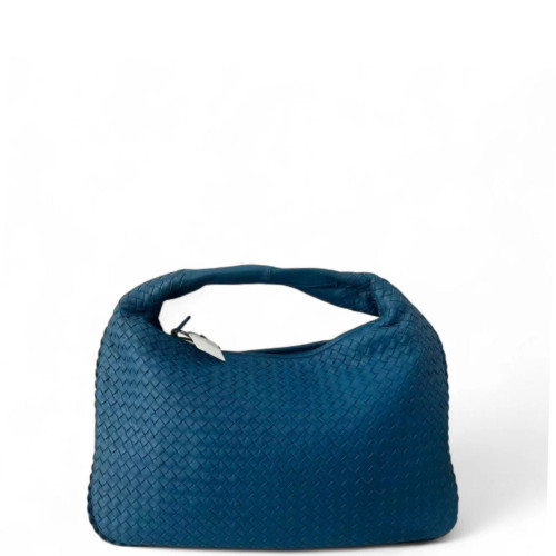 Bottega Veneta Hobo Calfskin Intrecciato Blue