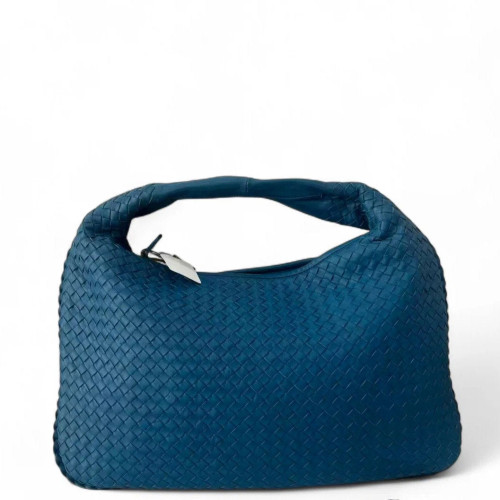 Bottega Veneta Hobo Calfskin Intrecciato Blue